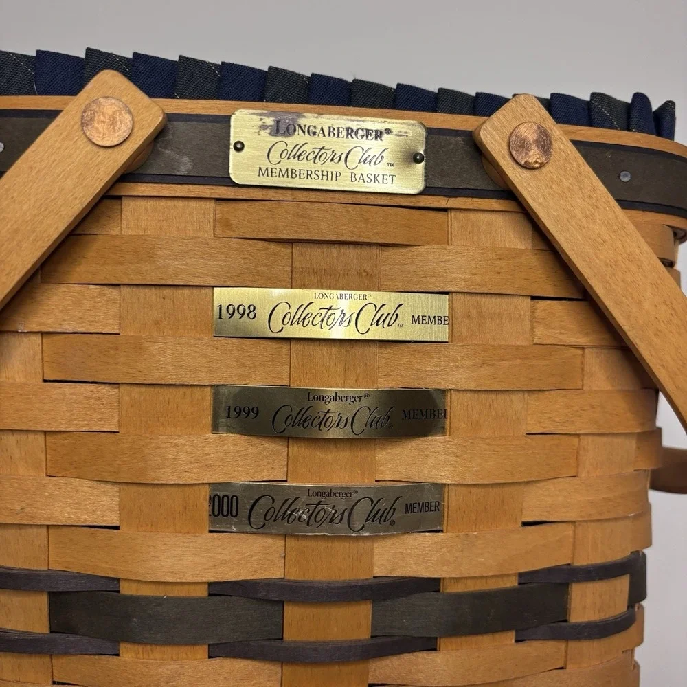 Longaberger Vintage Collectors Club Membership Basket Fabric & Plastic Liner